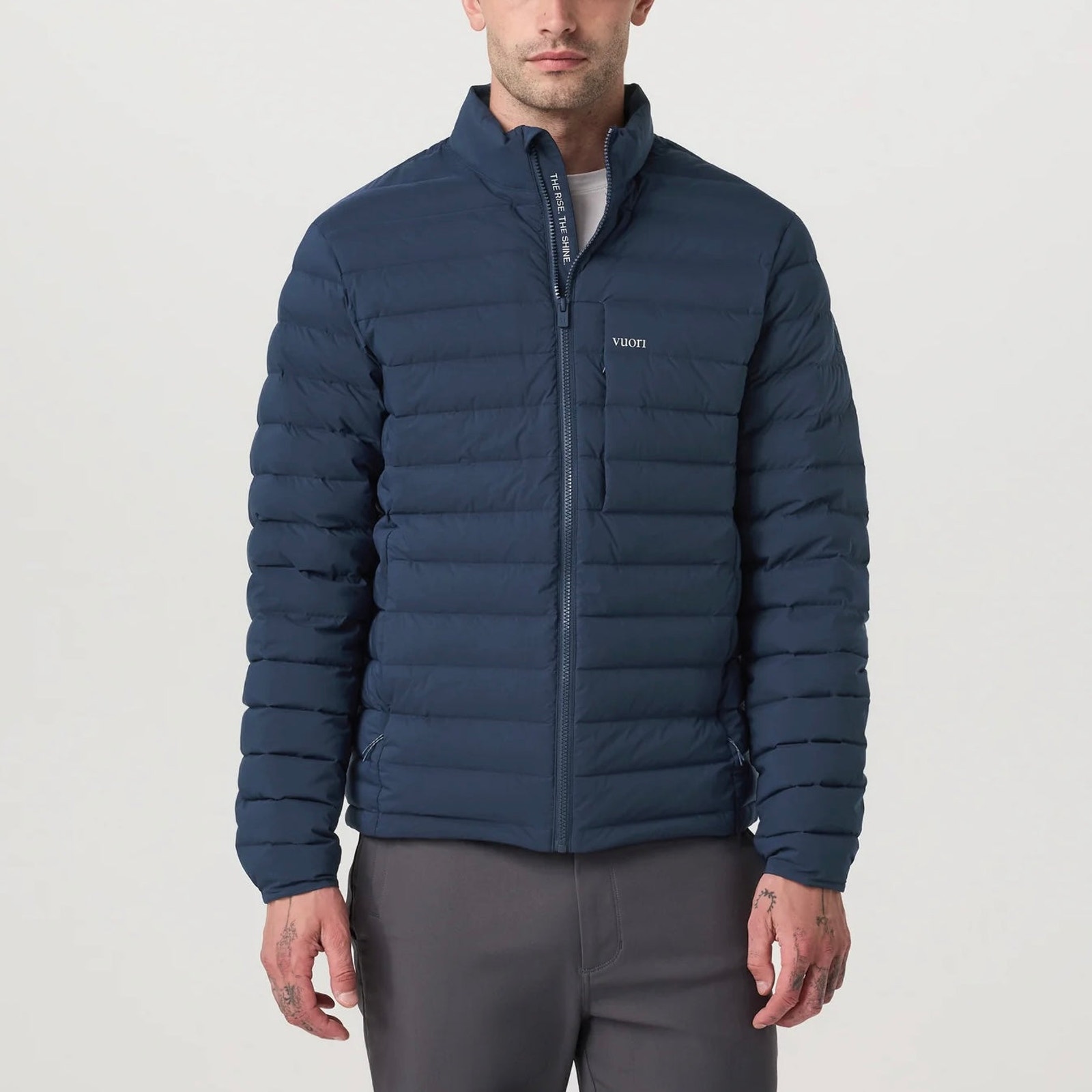 Vuori Steadfast Insulated Blue Coast Jacket Medium Down Filled Full Zip Puffer